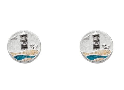 DUR Ohrstecker Pilsumer Leuchtturm, Stein & Strandsand, Silber 925/- rhod. O5634