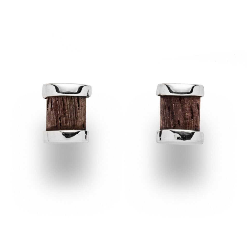 DUR Schmuck Damen Ohrstecker TREIBGUT Holz Silber 925/- (O5314)