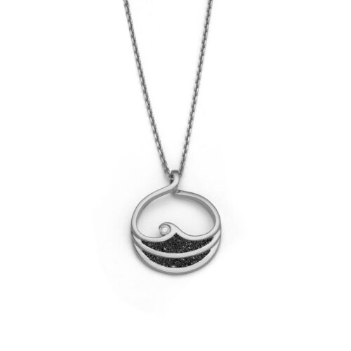 DUR Schmuck Anhänger MAUI Lavasand & Zirkonia, Silber 925/- rhodiniert (P4829)