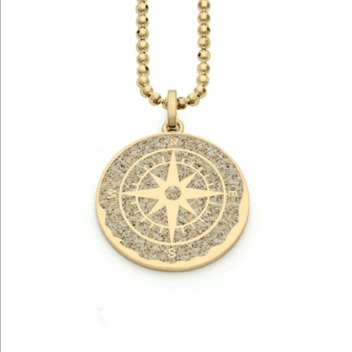 DUR Schmuck Anhänger KOMPASSROSE Strandsand, Silber 925/- vergoldet (P3451)