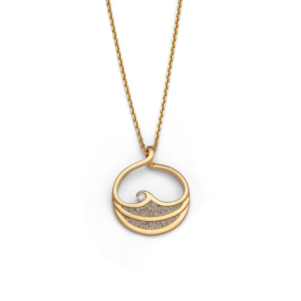 DUR Schmuck Anhänger MAUI Strandsand & Zirkonia, Silber 925/- vergoldet (P4827)