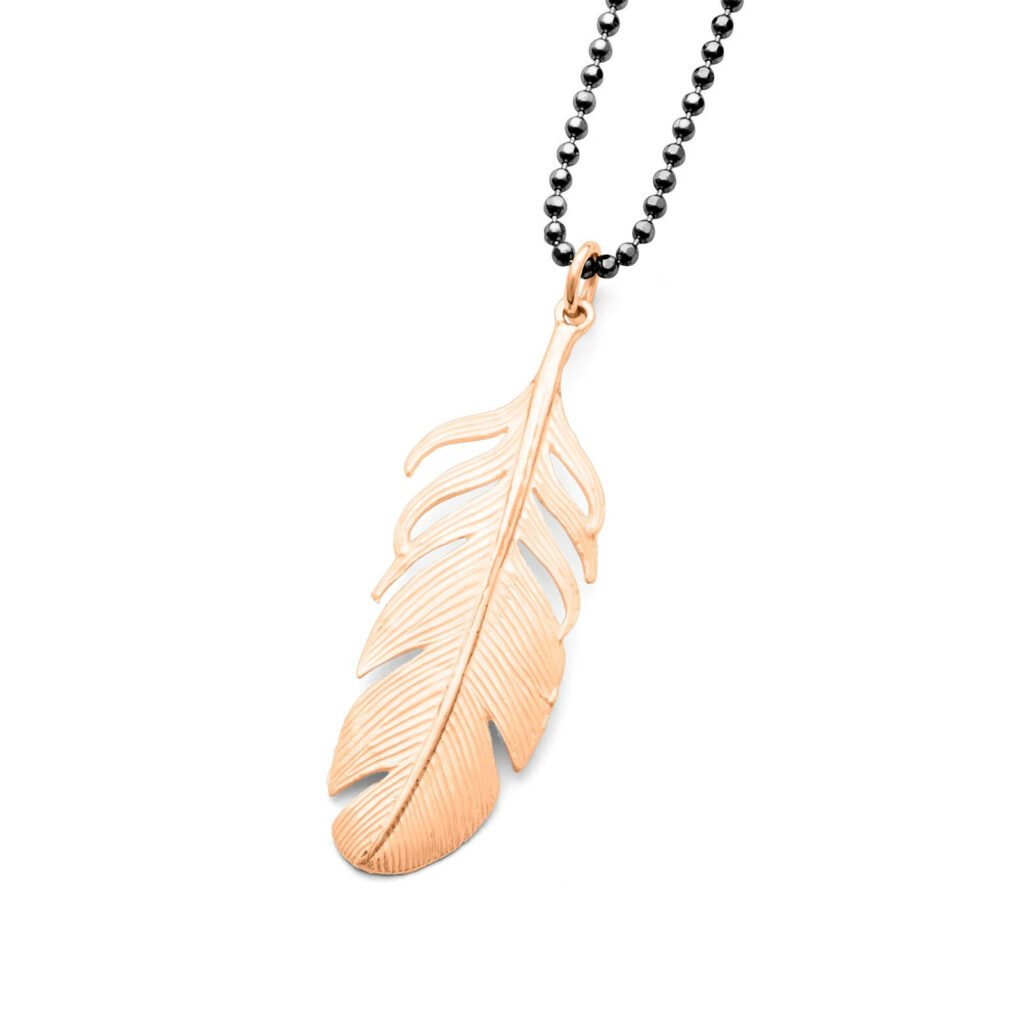 DUR Schmuck Anhänger ROSE FEDER, Silber 925/- rosé vergoldet (P3016)