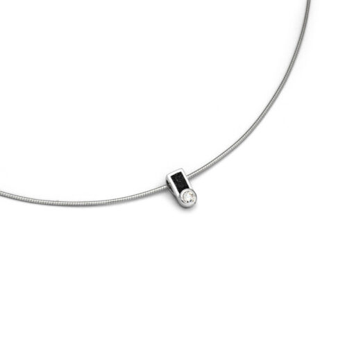 DUR Schmuck Kette VENUS Lavasand, Zirkonia, Silber 925/- rhod. 42cm (K2606)