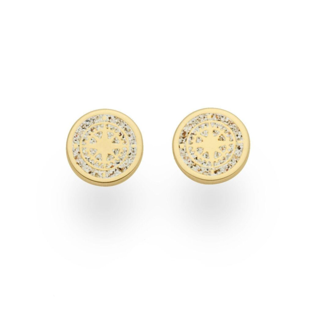 DUR Schmuck Ohrstecker KOMPASS Strandsand, Silber 925/- vergoldet (O5090)