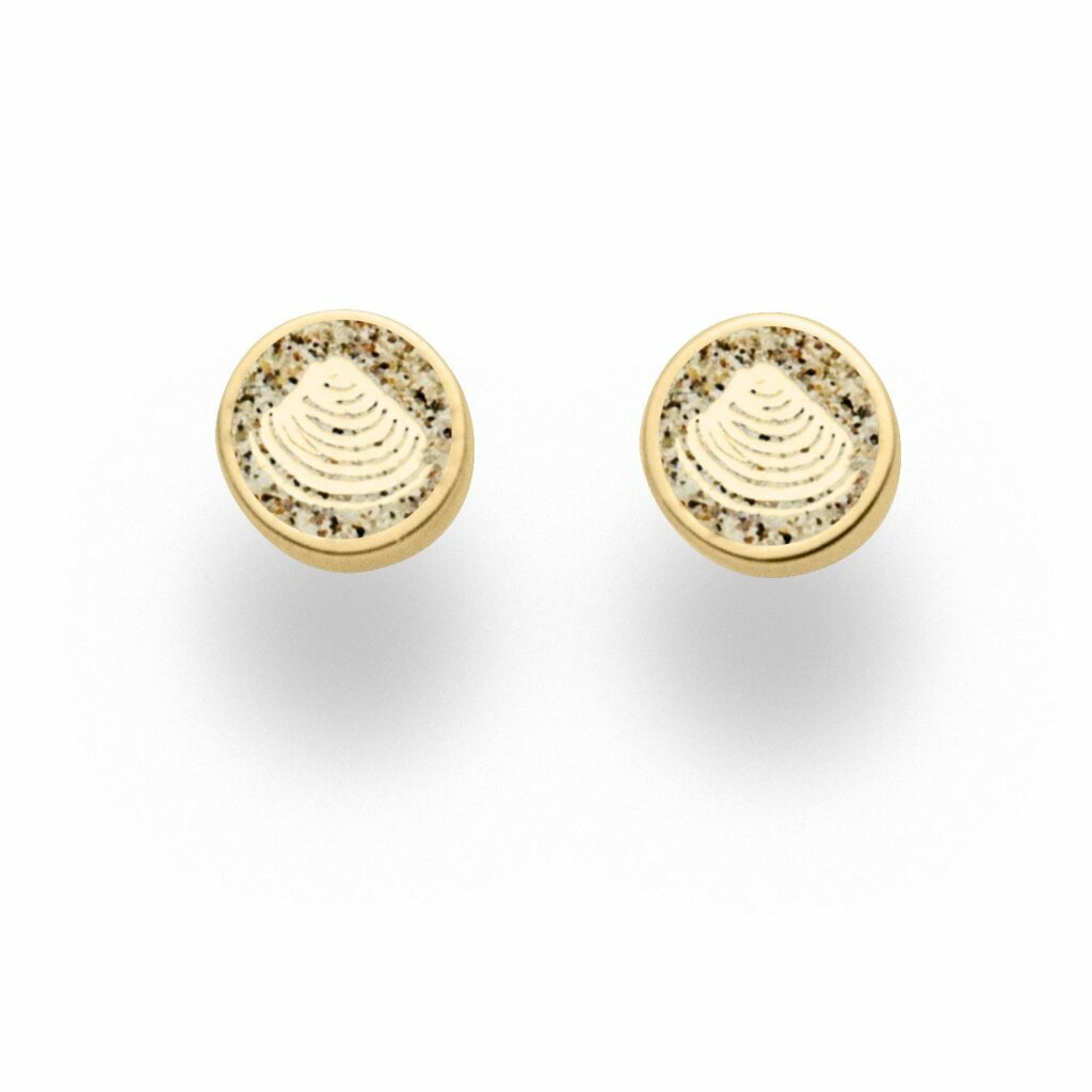 DUR Schmuck Damen Ohrstecker MUSCHEL Strandsand, Silber 925/- vergoldet (O5180)