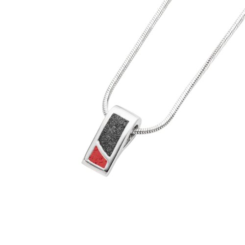 DUR Schmuck Kette DUETT Lavasand, Koralle Silber 925/- rhod. 45cm  (K2854)