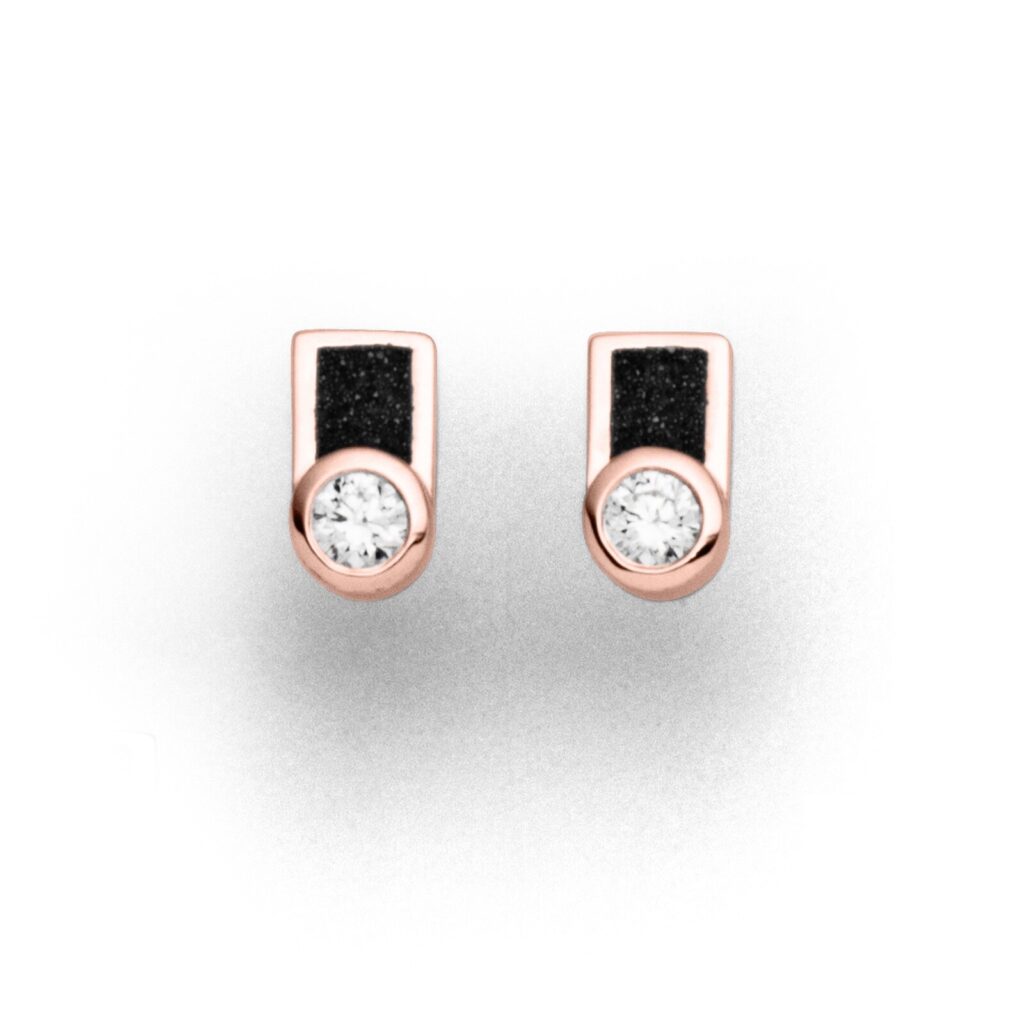 DUR Schmuck Ohrring VENUS Lavasand, Zirkonia, Silber 925/-rosé-vergoldet (O5403)
