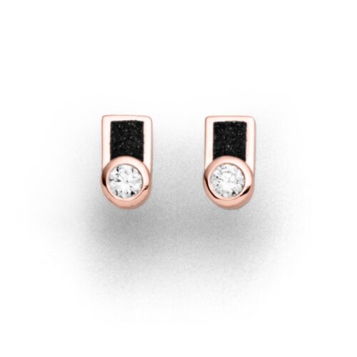 DUR Schmuck Ohrring VENUS Lavasand, Zirkonia, Silber 925/-rosé-vergoldet (O5403)