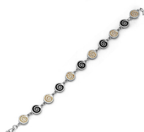 DUR Schmuck Armband SPIRALE 2.0 Sand/Lavasand Silber 925/- rhod.- 18,5cm (A1649)