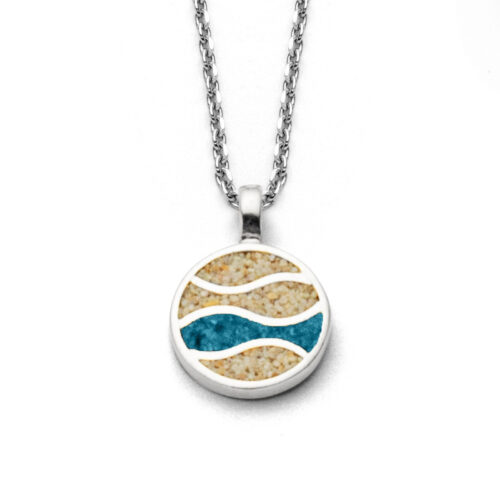 DUR Schmuck Kette STRANDWELLEN, Stein-Strandsand, Silber 925/- rhod 42cm (K2516)
