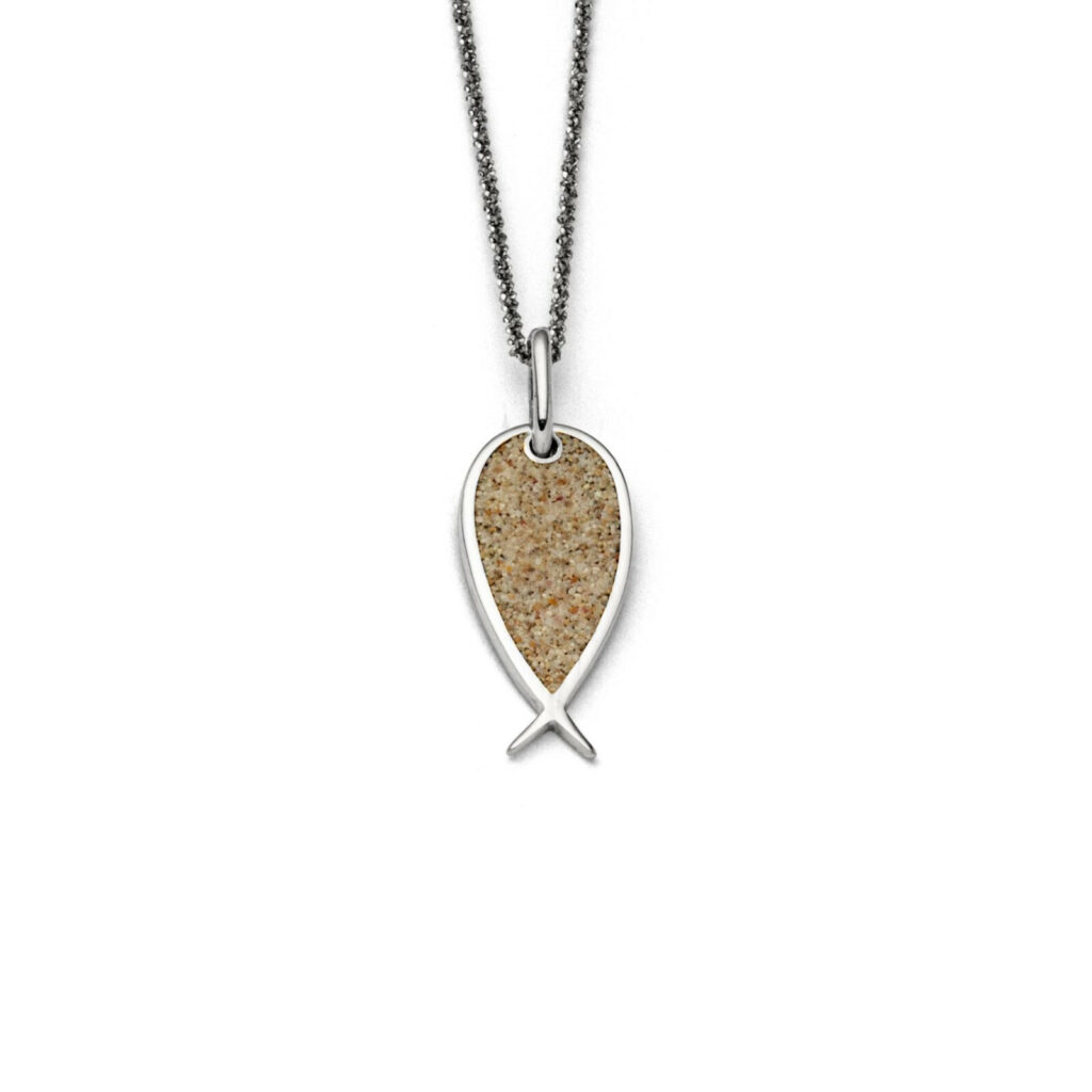 DUR Schmuck Anhänger FISCH Strandsand, Silber 925/- rhodiniert (P3783)