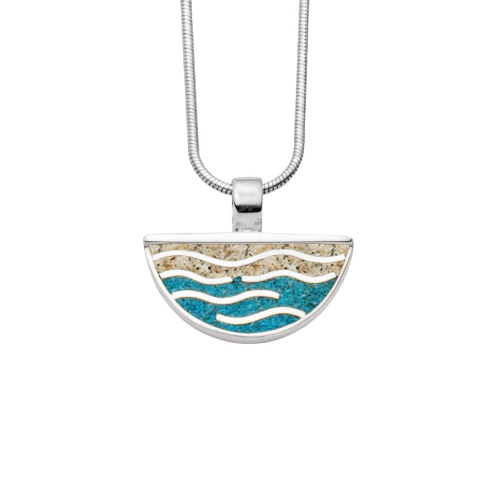 DUR Schmuck Anhänger WELLE, Strandsand, Steinsand, Silber 925/- rhodiniert P3839