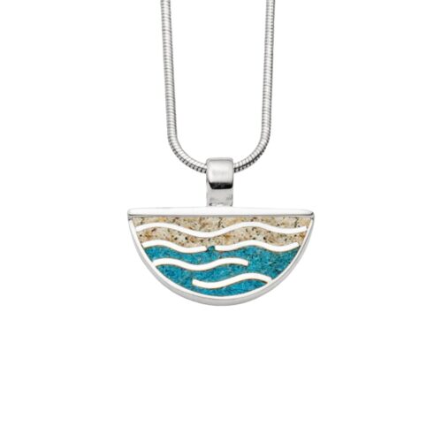 DUR Schmuck Anhänger WELLE, Strandsand, Steinsand, Silber 925/- rhodiniert P3839