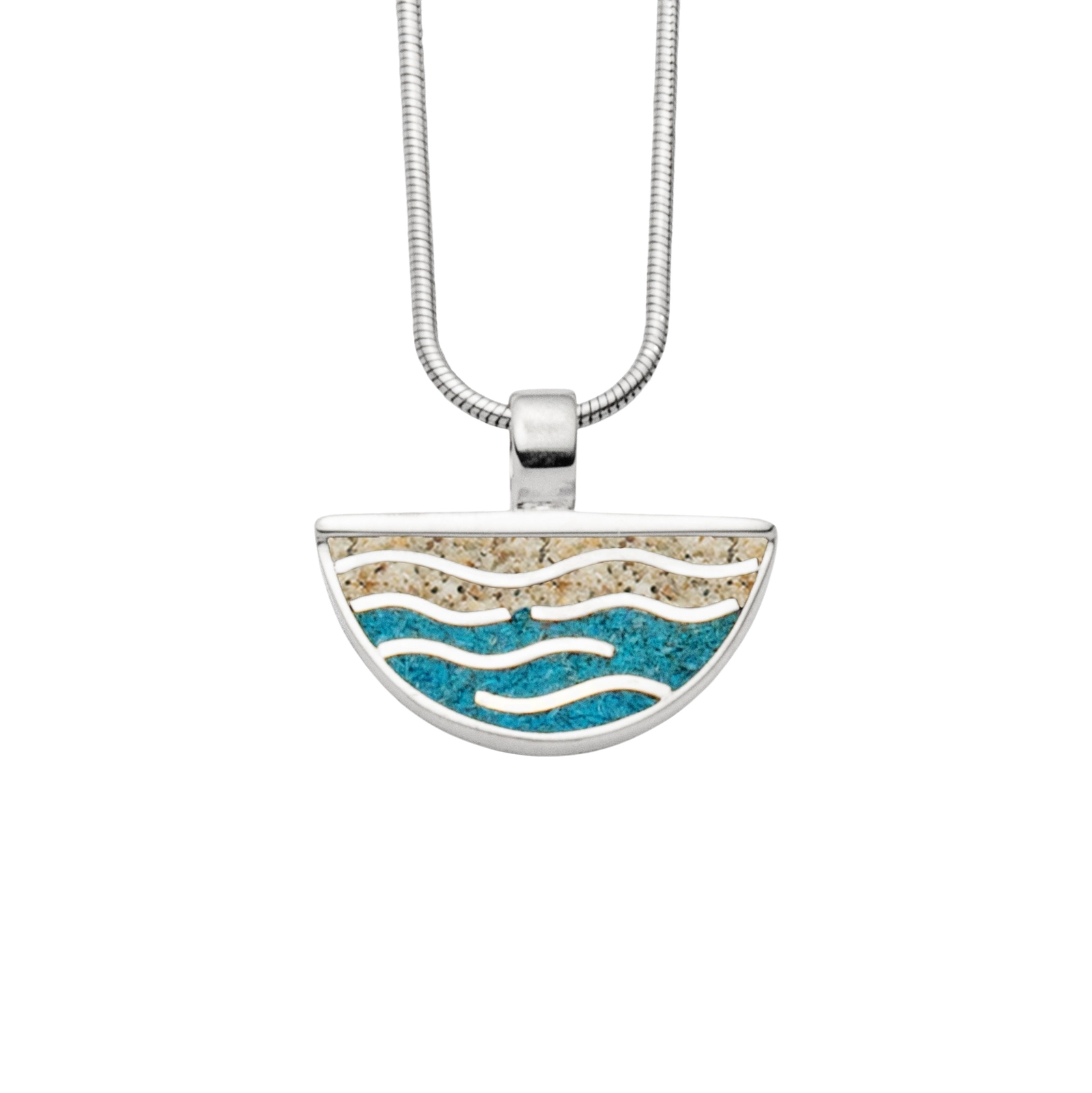 DUR Schmuck Anhänger WELLE, Strandsand, Steinsand, Silber 925/- rhodiniert P3839 – Bild 1