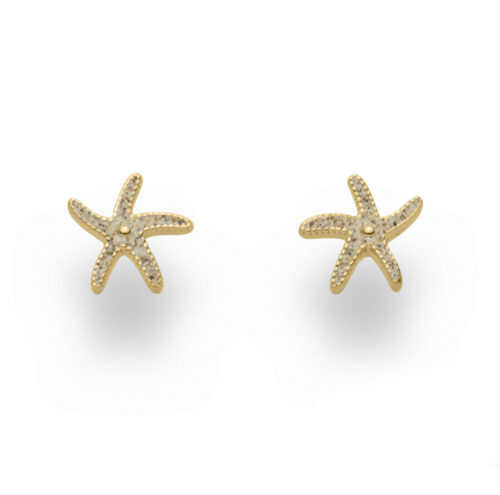 DUR Schmuck Ohrstecker SEESTERN II Strandsand Silber 925/-  vergoldet (O5297 )