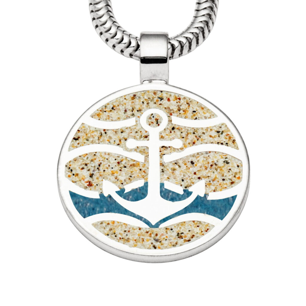 Dur Anhänger Strandwellen 25mm, Strandsand, Steinsand, Silber 925/- rhod. P4856
