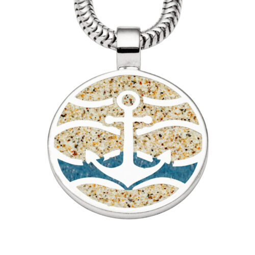 Dur Anhänger Strandwellen 25mm, Strandsand, Steinsand, Silber 925/- rhod. P4856