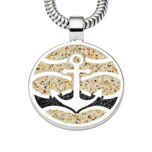 Dur Anhänger Strandwellen 25mm, Strandsand, Lavasand, Silber 925/- rhod. P4857