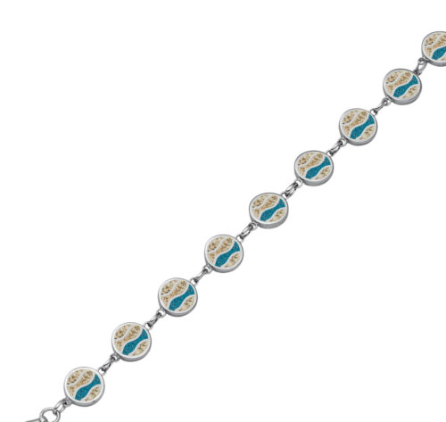 Dur Armband STRANDWELLEN Strandsand, Steinsand bl, Silber 925/- 16,5 + 3cm A1922