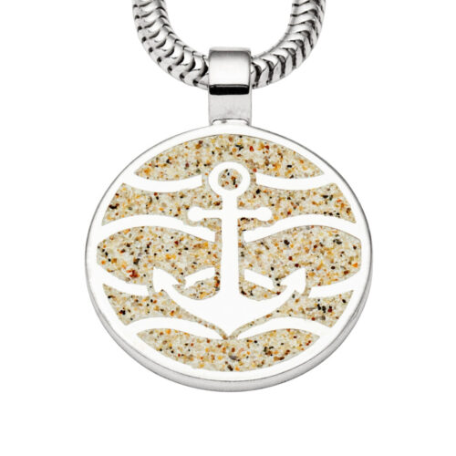 Dur Anhänger Strandwellen 25mm, Strandsand, Silber 925/- rhod. P4858