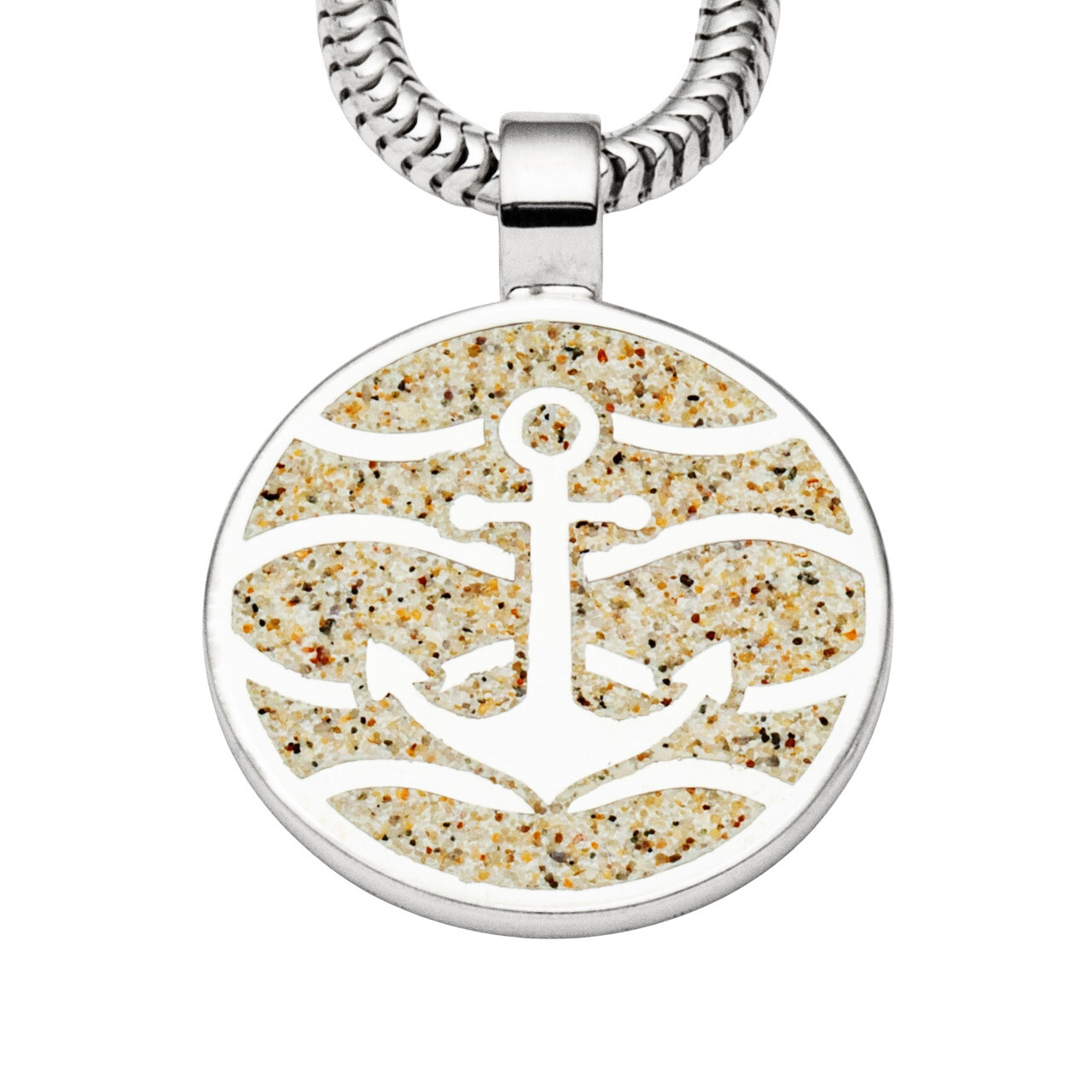 Dur Anhänger Strandwellen 25mm, Strandsand, Silber 925/- rhod. P4858 – Bild 1