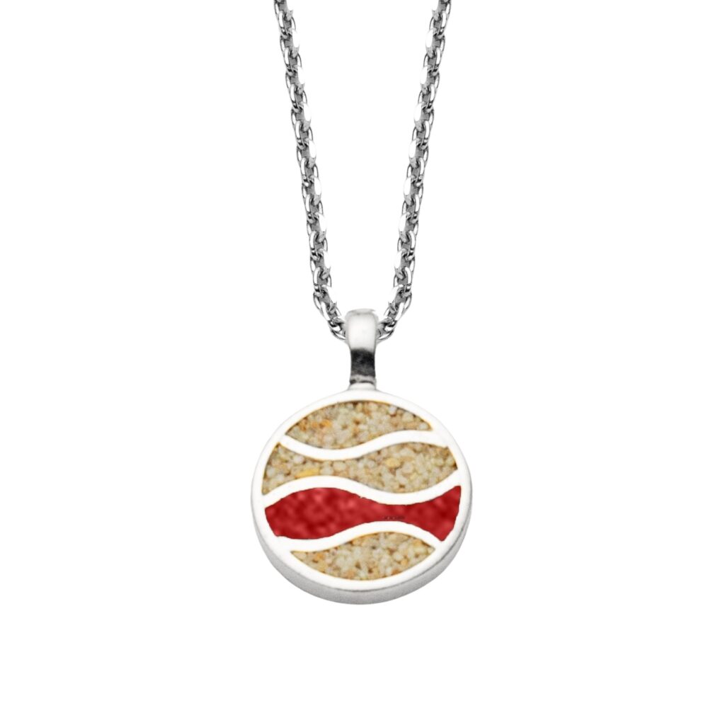 DUR Kette STRANDWELLEN Strandsand & Mosaikkoralle, Silber 925/- rhod. 42cm K2901