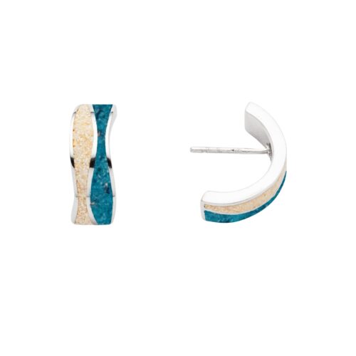 DUR Halbcreole WELLE 2.0 Strandsand & Steinsand Silber 925/- rhodiniert (O5486)