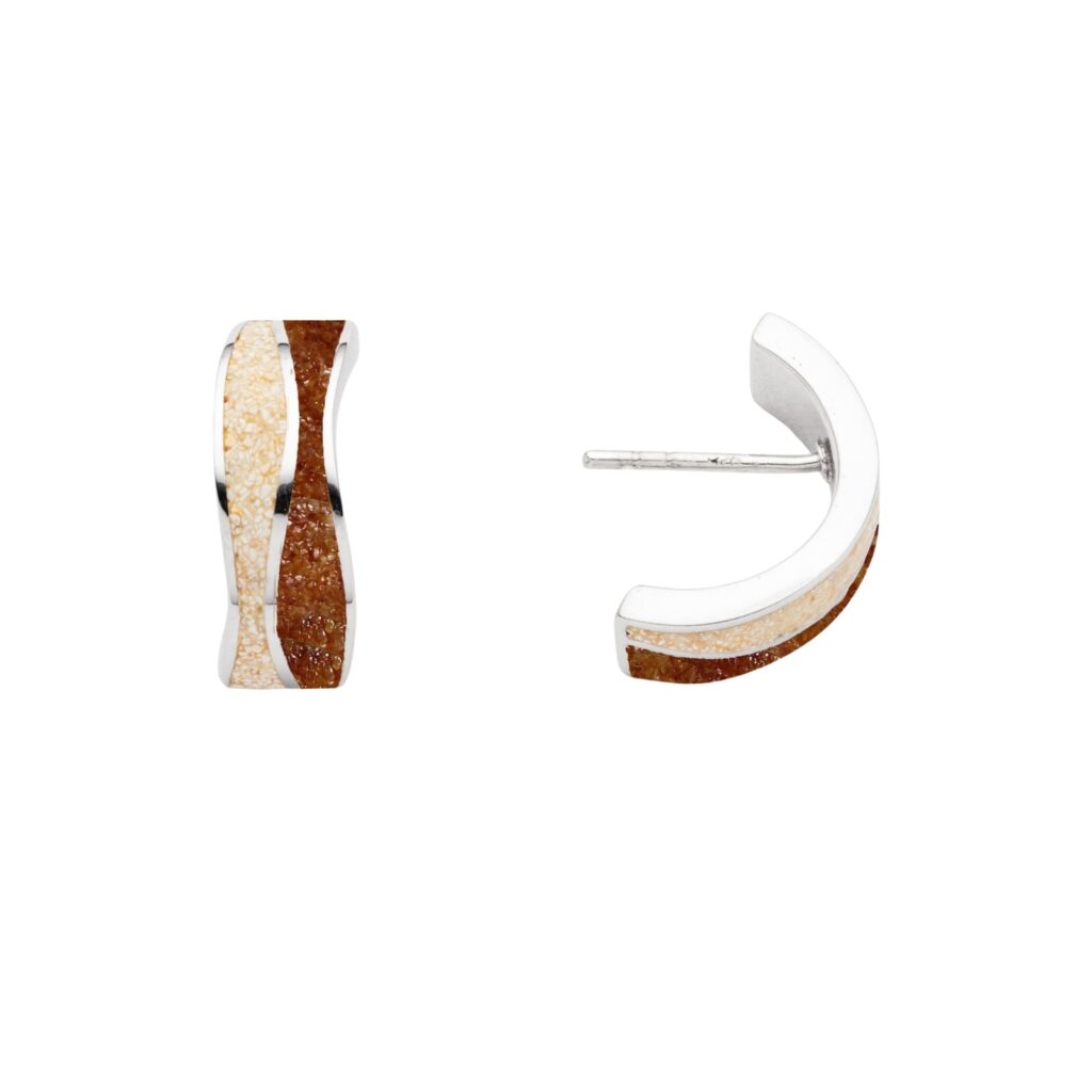 DUR Halbcreole WELLE 2.0 Strandsand & Bernstein Silber 925/- rhodiniert (O5485)