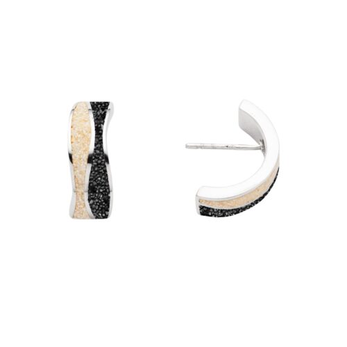 DUR Halbcreole WELLE 2.0 Strandsand & Lavasand Silber 925/- rhodiniert (O5488)