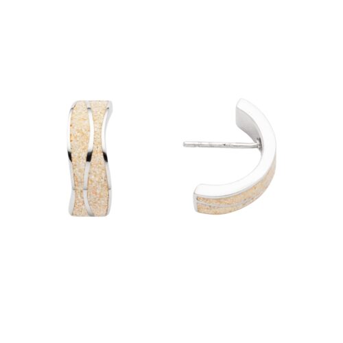 DUR Schmuck Halbcreole WELLE 2.0 Strandsand Silber 925/- rhodiniert (O5484)