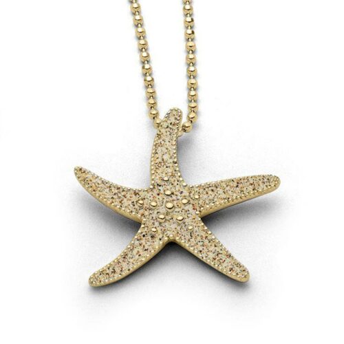 DUR Schmuck großer Anhänger SEESTERN Strandsand Silber 925/- vergoldet (P3558)