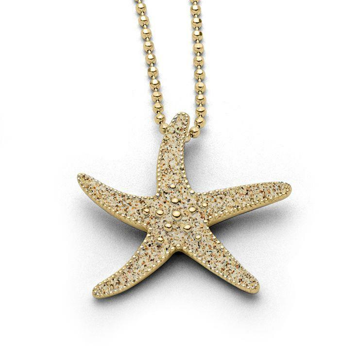 DUR Schmuck großer Anhänger SEESTERN Strandsand Silber 925/- vergoldet (P3558) – Bild 1