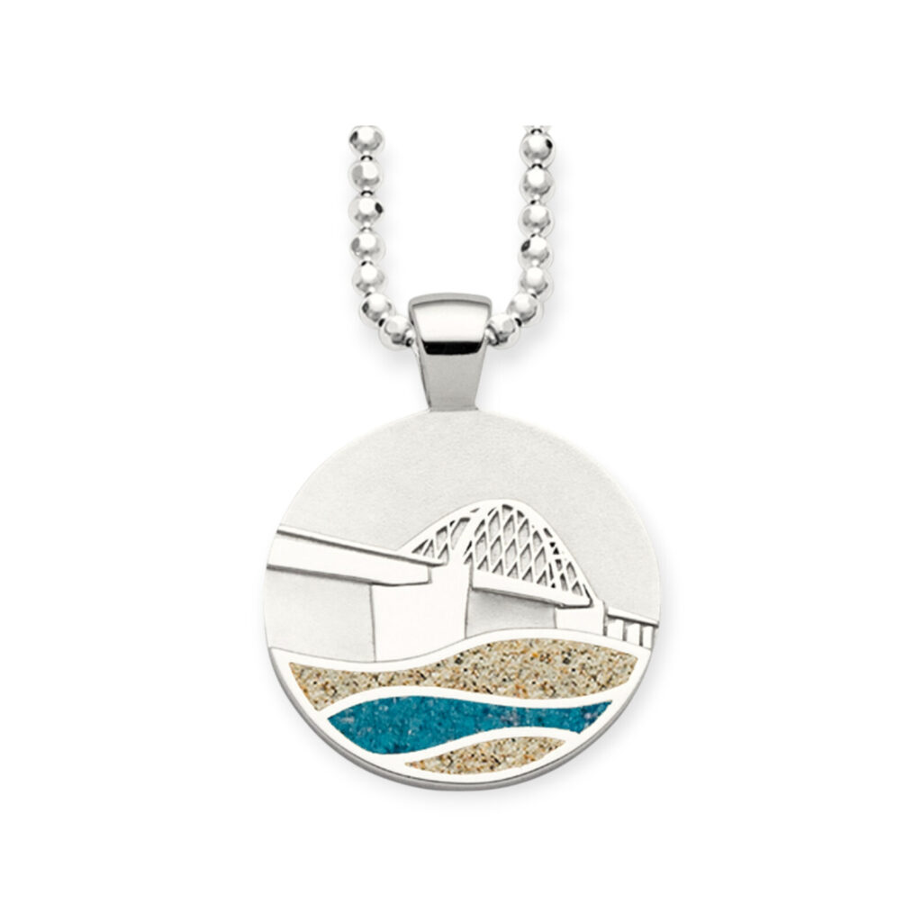 DUR Anhänger FEHMARN SUNDBRÜCKE Strandsand, Steinsand, Silber 925/-rhod. (P4246)