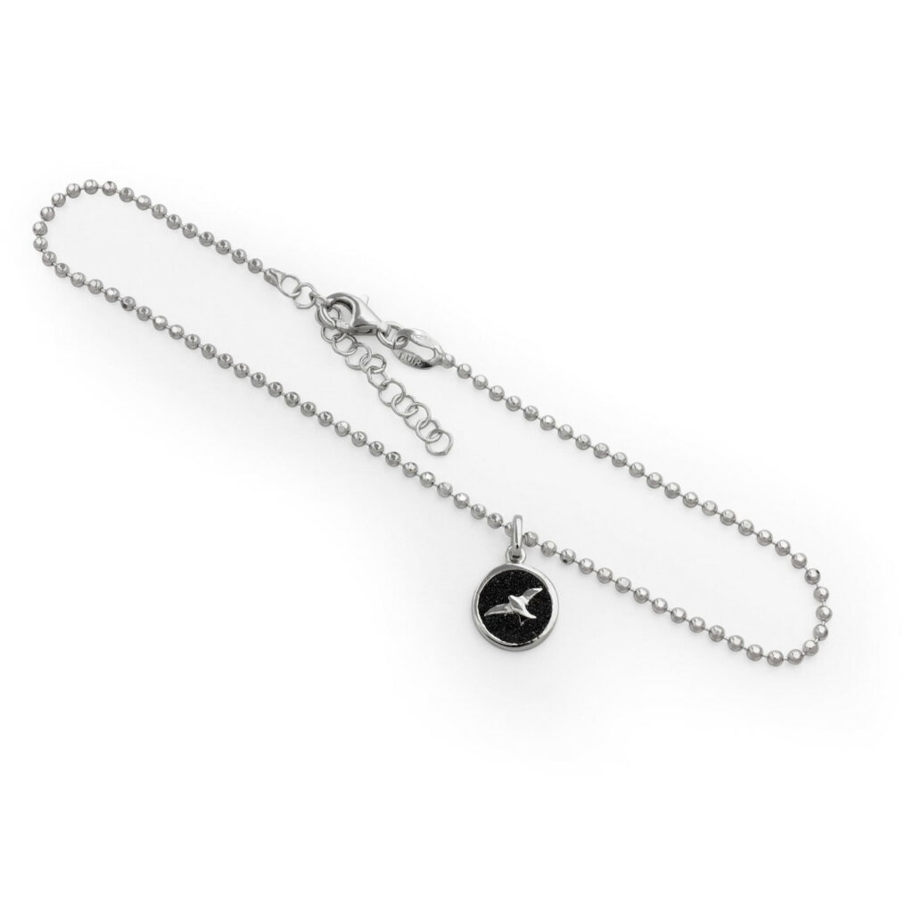 DUR Schmuck Fußkette MÖWE Lavasand, Silber 925/- rhod. ca. 22,5+3cm (A1576)