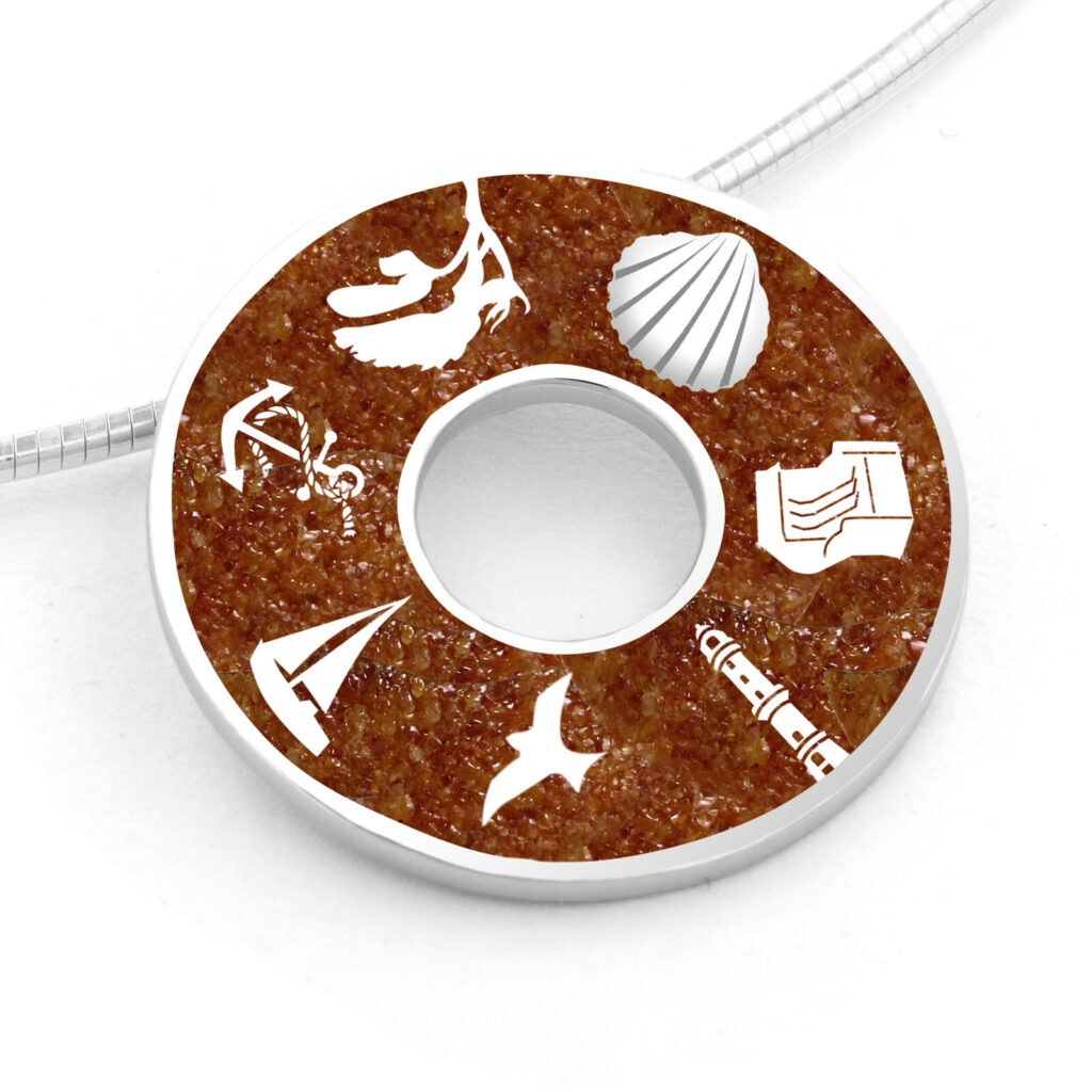 DUR Schmuck Anhänger Donut OSTSEE Bernsteinsand, Silber 925/- rhodiniert (P3943)