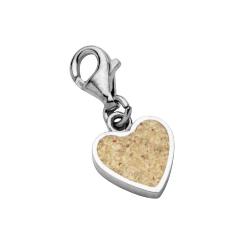 DUR Schmuck Charm HERZ Strandsand, Silber 925/- rhodiniert (F420)