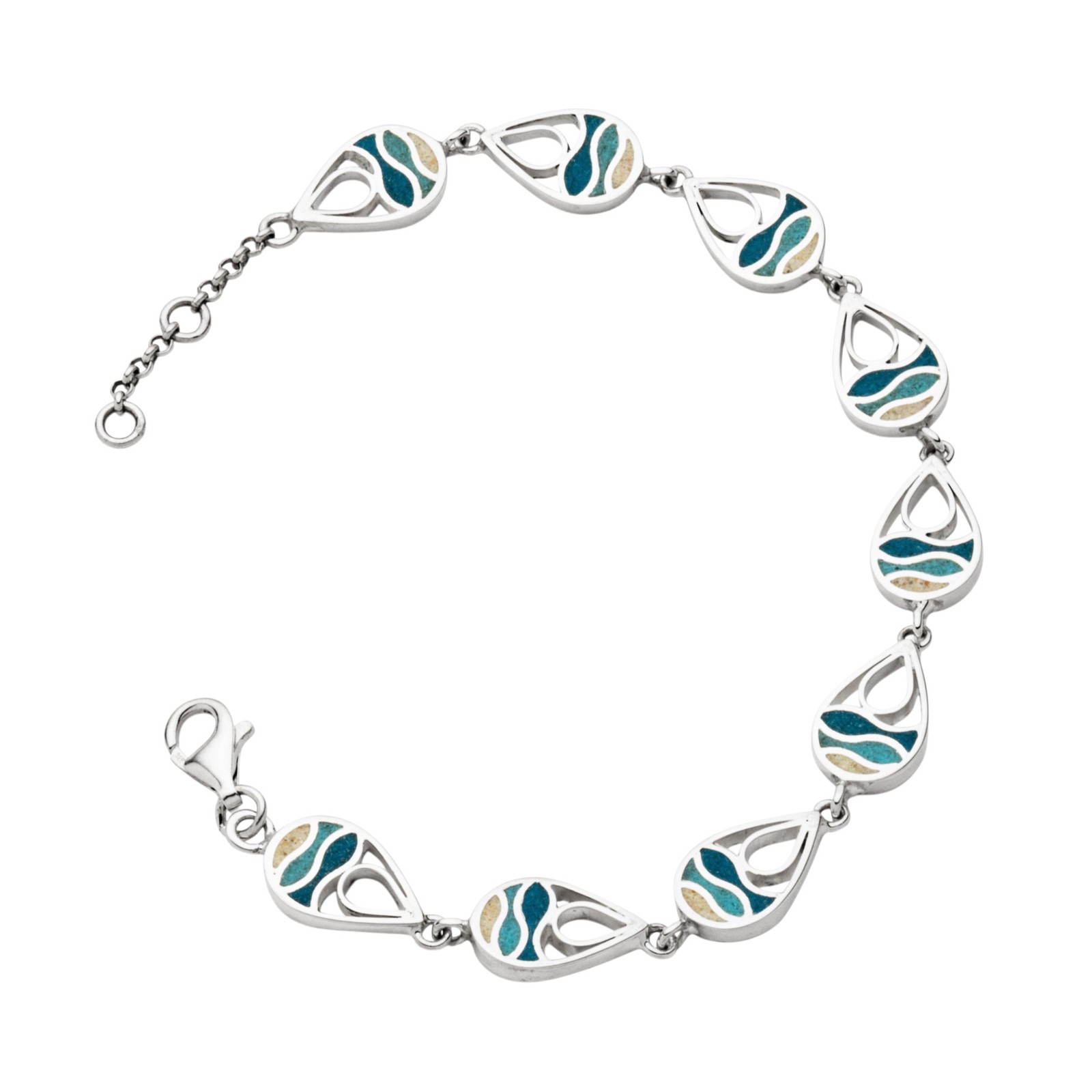 Dur Armband STRANDWELLEN DROP Strandsand / Kyanit Silber 925/- 17,5cm +3cm A1972 – Bild 1