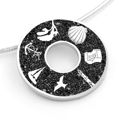 DUR Schmuck Anhänger Donut OSTSEE Lavasand, Silber 925/- rhodiniert (P3942)