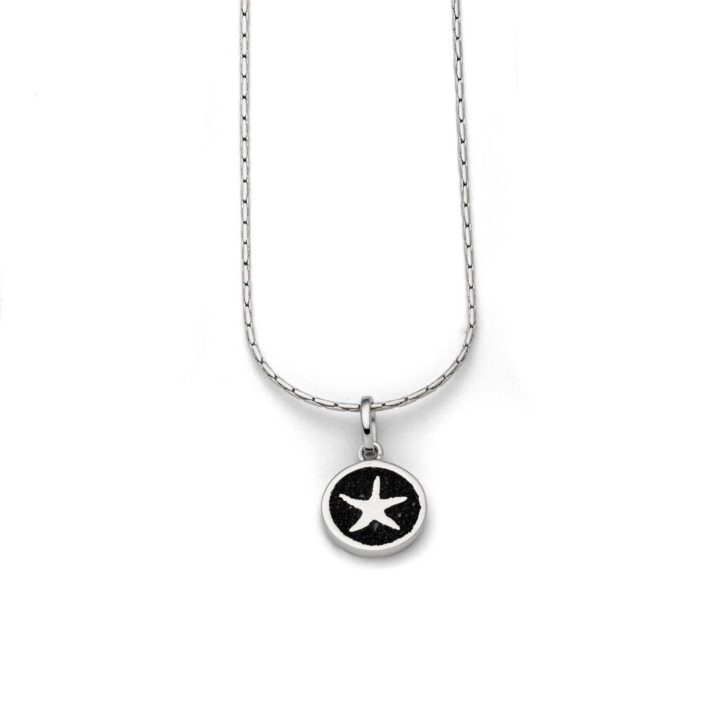 DUR Schmuck Kette SEESTERN Lavasand, Silber 925/- rhodiniert 42cm (K2380)