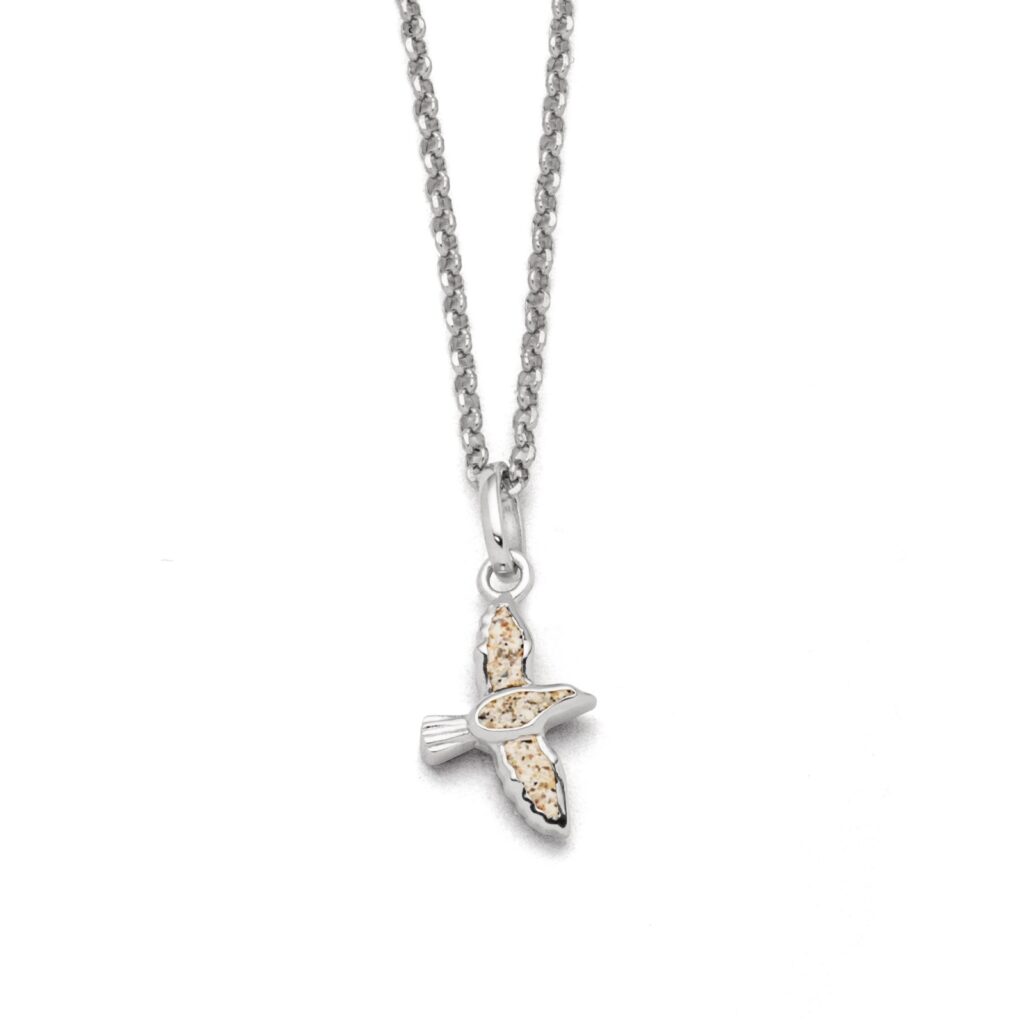 DUR Schmuck Kette 'Möwe' Strandsand Silber 925/- rhodiniert, 42cm (K2765)
