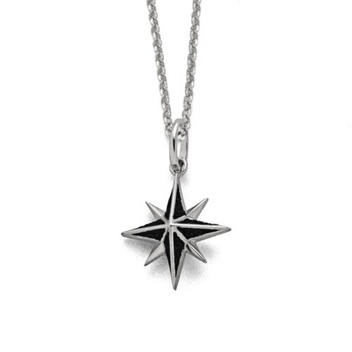 Dur Schmuck Anhänger 'Kompassrose' Lavasand Silber 925/- rhodiniert (P4194)