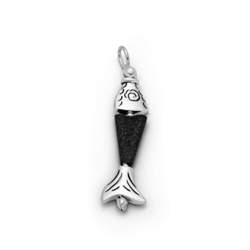 DUR Schmuck Anhänger Sprotte Lava - Oxidiert Silber 925   (P3537)