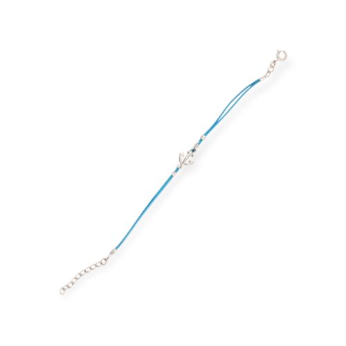 Maritimes Armband Anker Hellblau Silber 925/- 15cm + 3cm  (BP-B-12455)