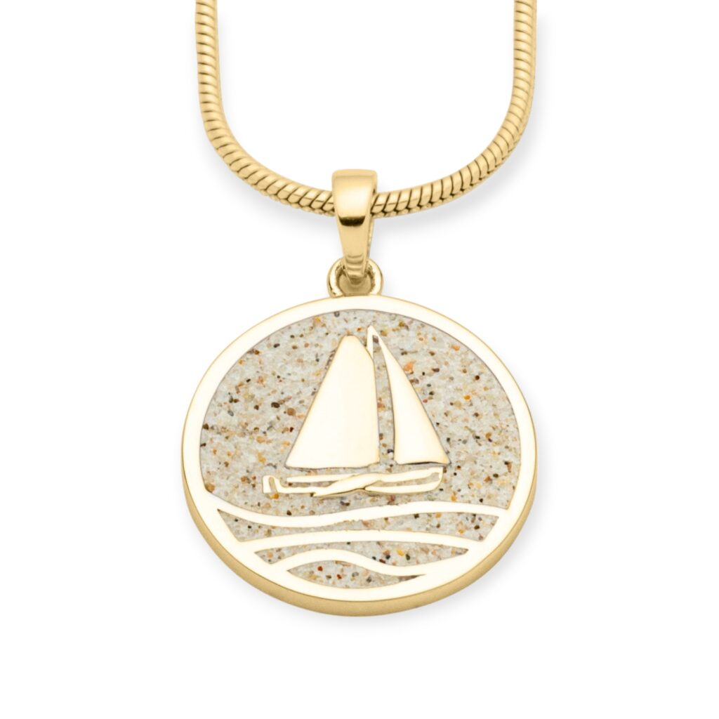 DUR Schmuck Anhänger AHOI Strandsand, Silber 925/- vergoldet 20mm (P4852)