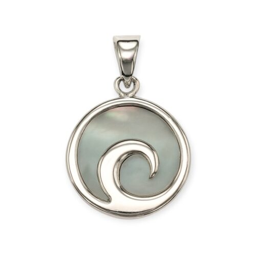 Maritimer Anhänger Welle mit Perlmutt Silber 925/- 19mm (PS1395)
