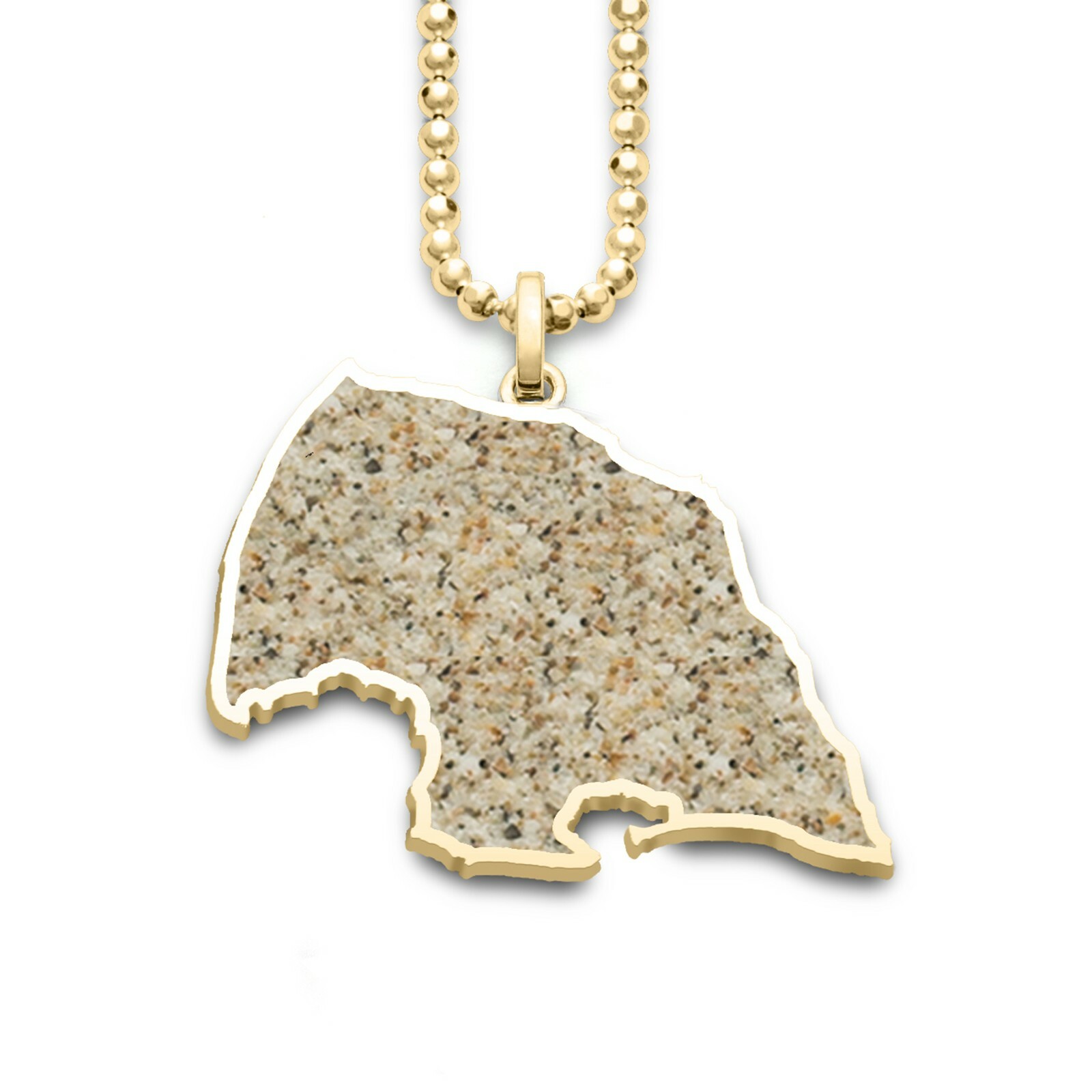 DUR Kette Insel FEHMARN Strandsand, Silber 925/- vergoldet 42cm (P4006/K2190) – Bild 1