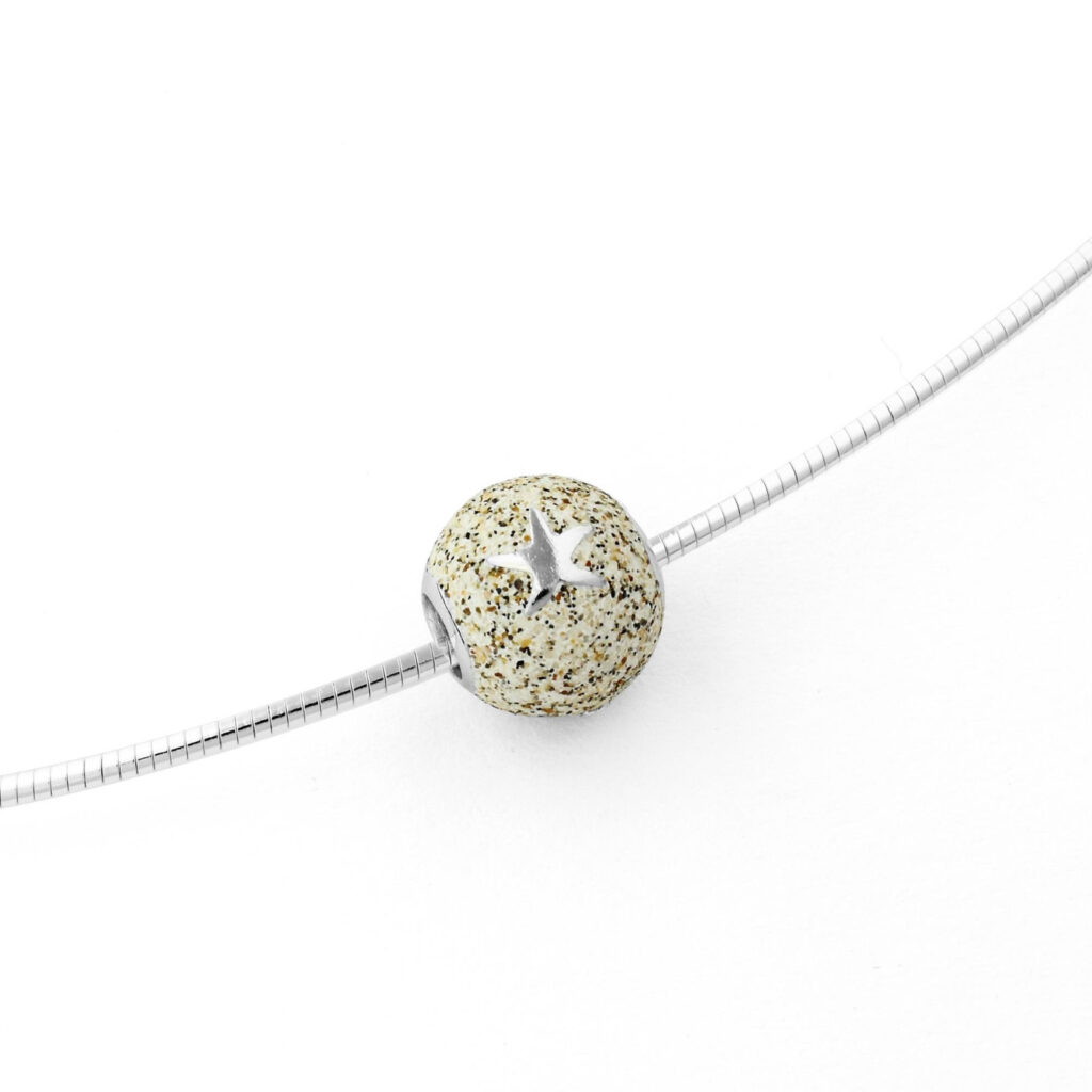 DUR Kette Bead Strandsandkugel mit 3 silbernen Elementen Silber 925/- (K2418)