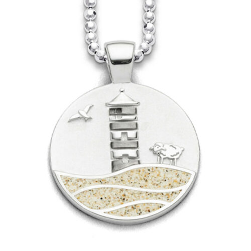 DUR Schmuck Anhänger Pilsumer Leuchtturm Strandsand, Silber 925/- rhod. (P3956)