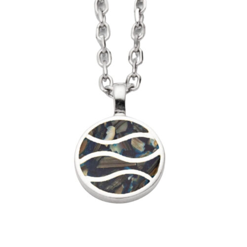 DUR Schmuck Kette Strandwellen Mosaik-Seeopal, Silber 925/- 45cm (K3010)