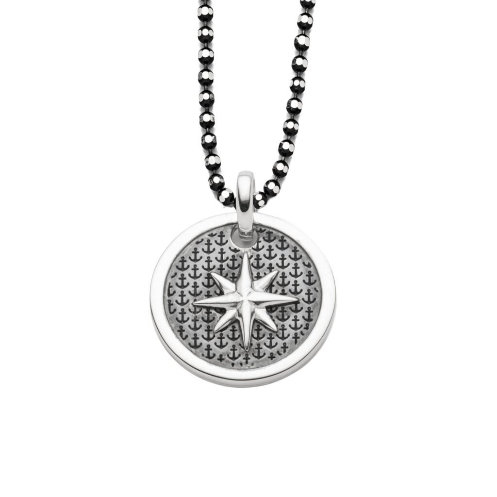 DUR Schmuck Anhänger ANKERPLATZ Kompass Silber 925/- oxidiert (P4603)